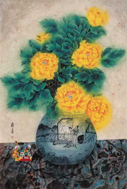 涂国喜 花天花地 挂轴